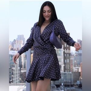 JONATHAN SIMKHAI ~ Scarf Print Ruffle Dress ~ Faux Wrap ~ Classic Print ~Size 22